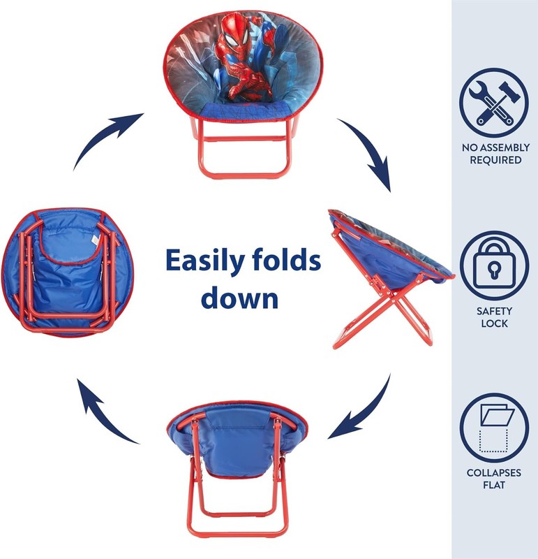 Spider Man 19” Folding Toddler Saucer Chair w/ Cushion Kids 3+5