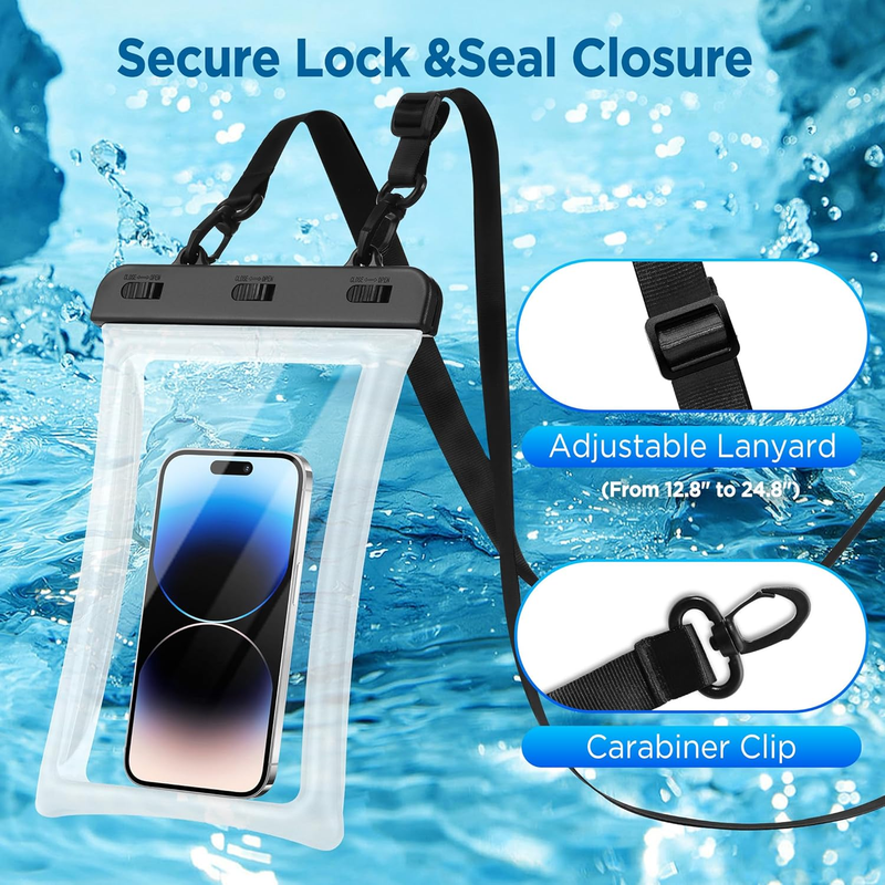 Floatable Phone Pouch 2 Pack Waterproof IPX8 Travel Beach Bag5