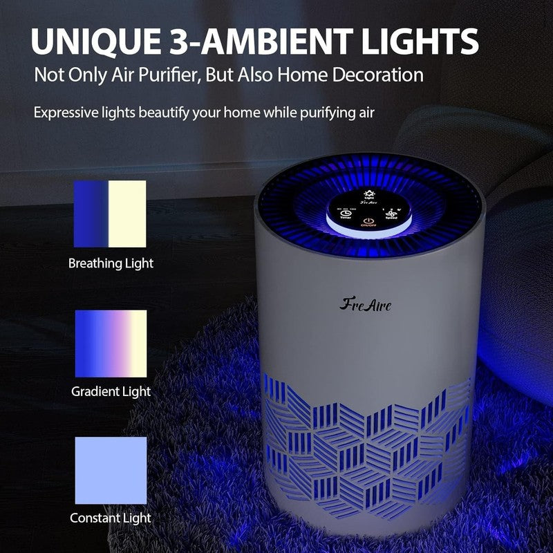 HEPA Air Purifier for Bedroom & Home, 1086 Ft², RGB Lights, Removes Odors3