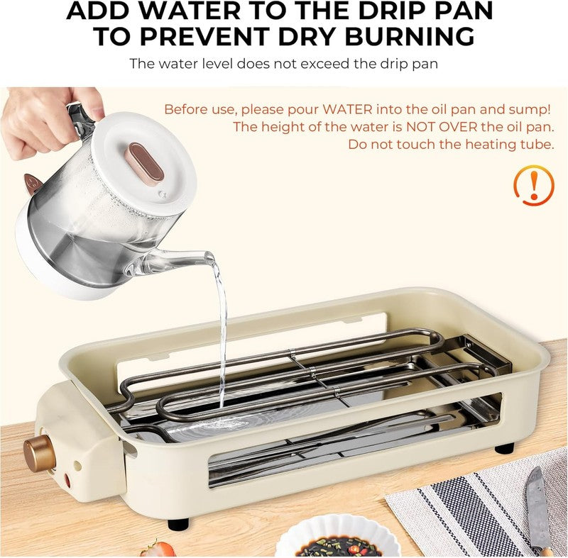 2 in 1 Electric Indoor Grill Smokeless 1700W Nonstick Removable Plate1