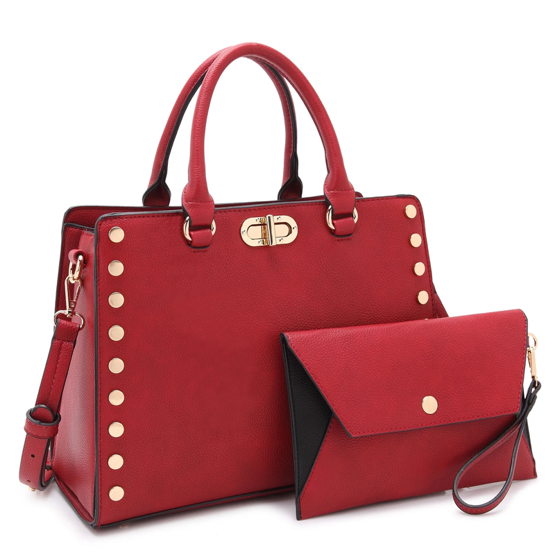 Women Satchel Handbag Shoulder Tote Work Bag with Matching Wallet7