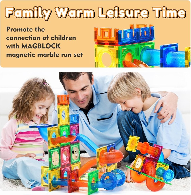85PCS Marble Run Magnetic Tiles STEM Building Blocks Educational Toy Ages 5+1