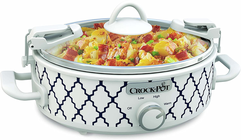 2.5Qt Casserole Slow Cooker White/Blue Compact Durable Cooker0
