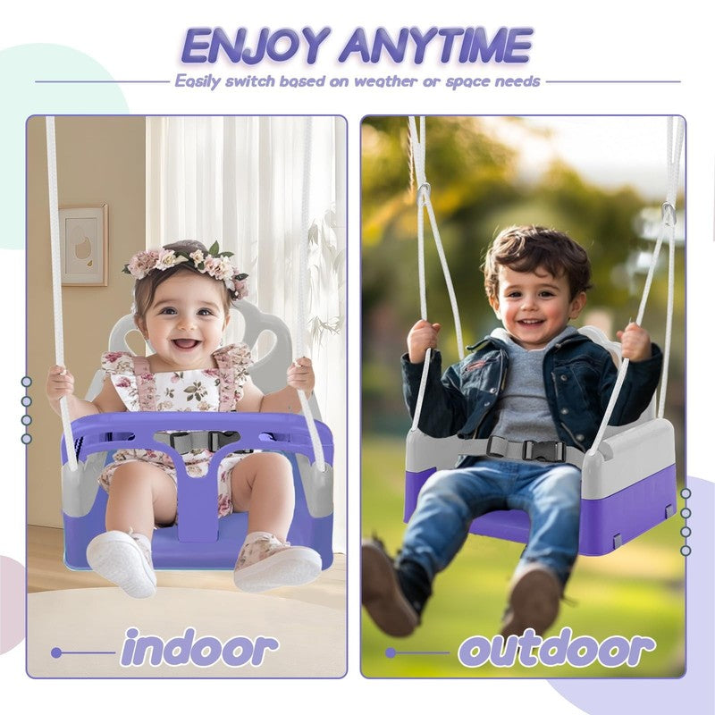 2 in 1 Foldable Toddler Swing & Baby Jumper, Easy Install & Store, Purple3