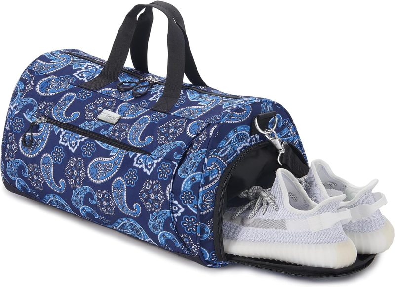 Gym Bag Women Duffel Shoe Compartment Wet Pocket Travel Sports Bandanna M9
