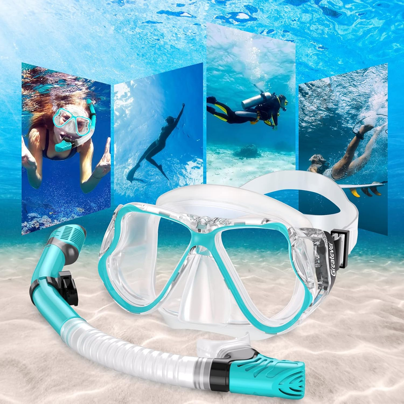 Dry Snorkel Set Panoramic Wide View Anti-Fog Scuba Mask Snorkeling Gear6