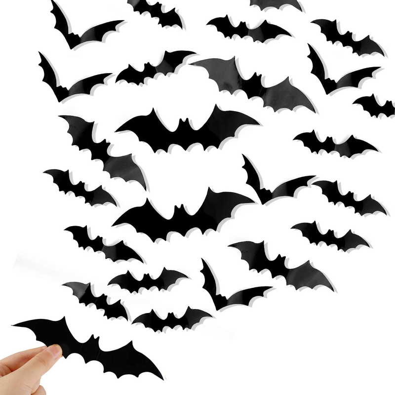 120-Piece 3D Halloween Bat Wall Decor – Waterproof Black Bat Stickers in 4 Sizes8