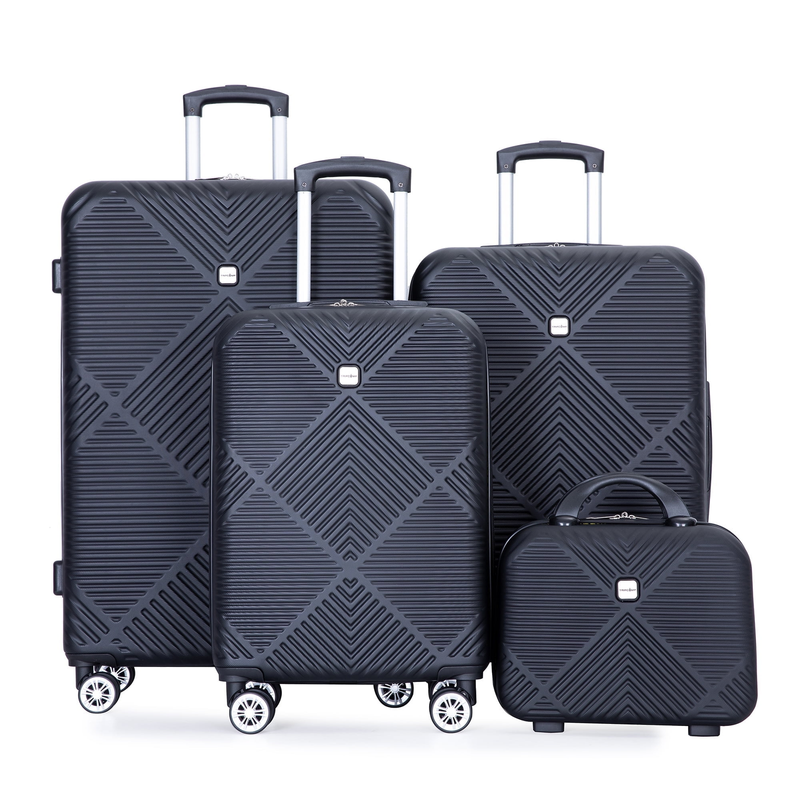 4 Piece Lightweight Hardside Luggage Set with Spinner Wheels   Black0