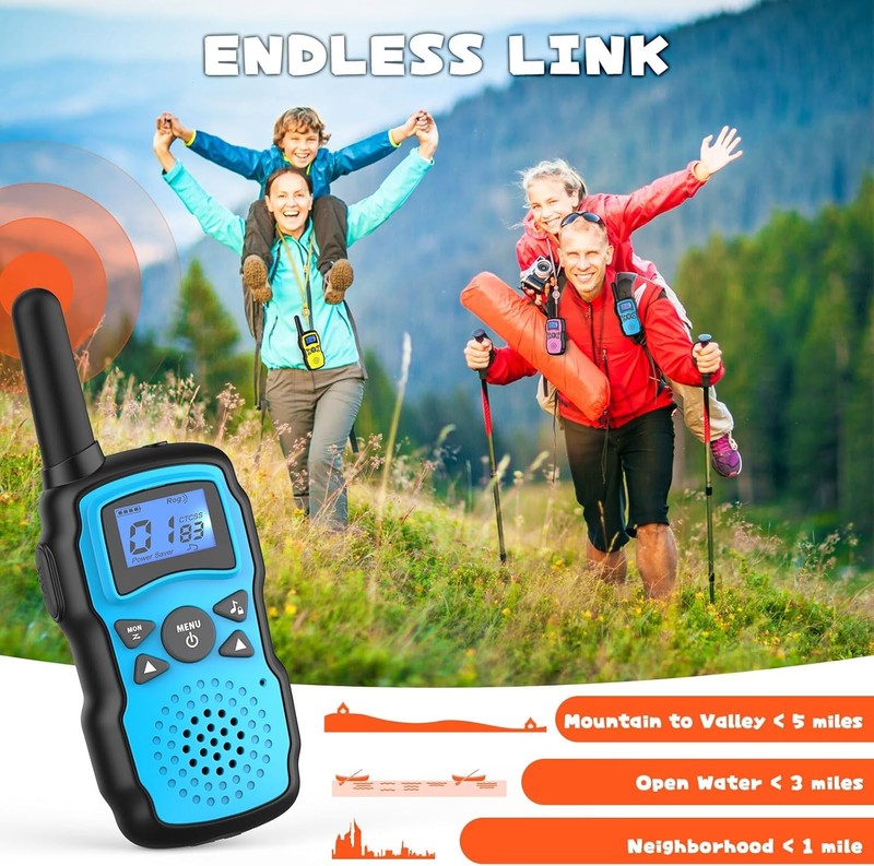 3 Pack Walkie Talkies for Kids & Adults Rechargeable Toy Radios USB Charger3