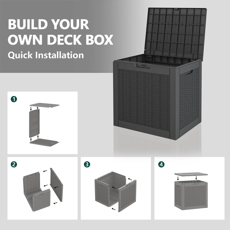 31 Gallon Deck Box, Resin Outdoor Storage Box, Waterproof and UV Resistant Light5