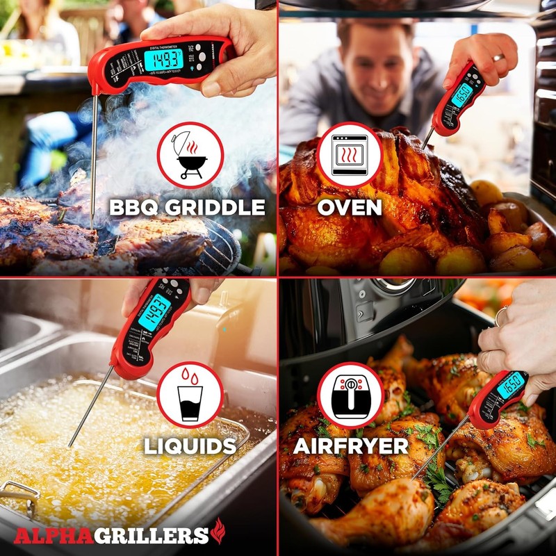 Meat Thermometer Digital   Instant Read Food Thermometer for Cooking and Grillin6