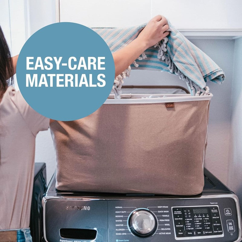 Collapsible Laundry Basket Hamper 2-Pack 60L Luxe Mocha Foldable Organizer5