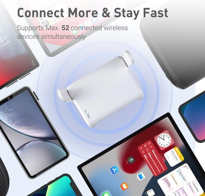 GL SFT1200 (Opal) Portable Wifi Travel Router, Mini VPN Wireless Router for Fibe2