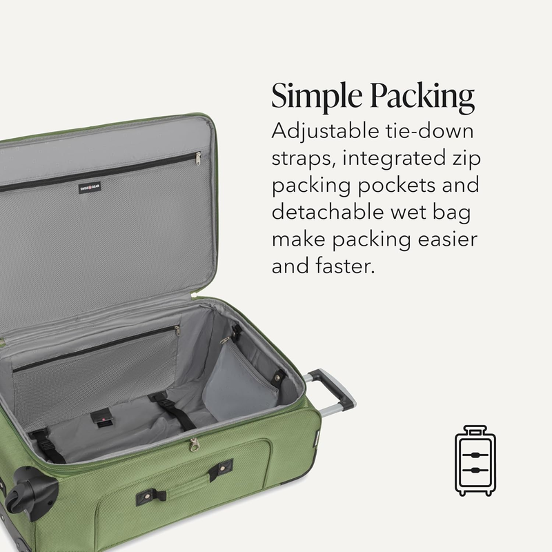 Sion Large Checked Softside Expandable Spinner Travel Suitcase Evergreen2