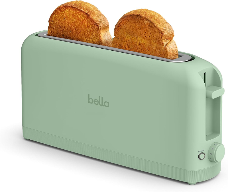2 Slice Slim Toaster 10” Long Slot 6 Shade Control Anti Jam Auto Shutoff Seaglas10
