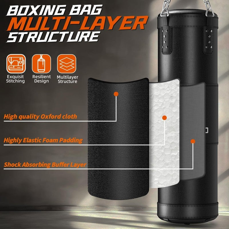 4Ft Heavy Punching Bag Set w 12oz Gloves MMA Kickboxing Karate Unfilled3