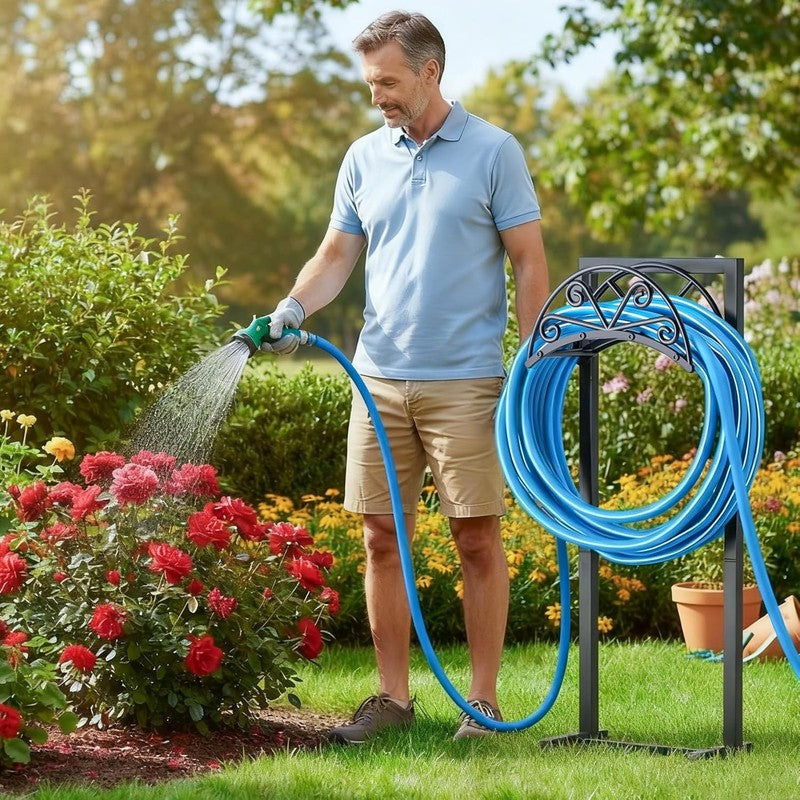 Garden Hose Holder, Water Hose Holder Holds Max 160Ft Hose, Freestanding Hose Ha4