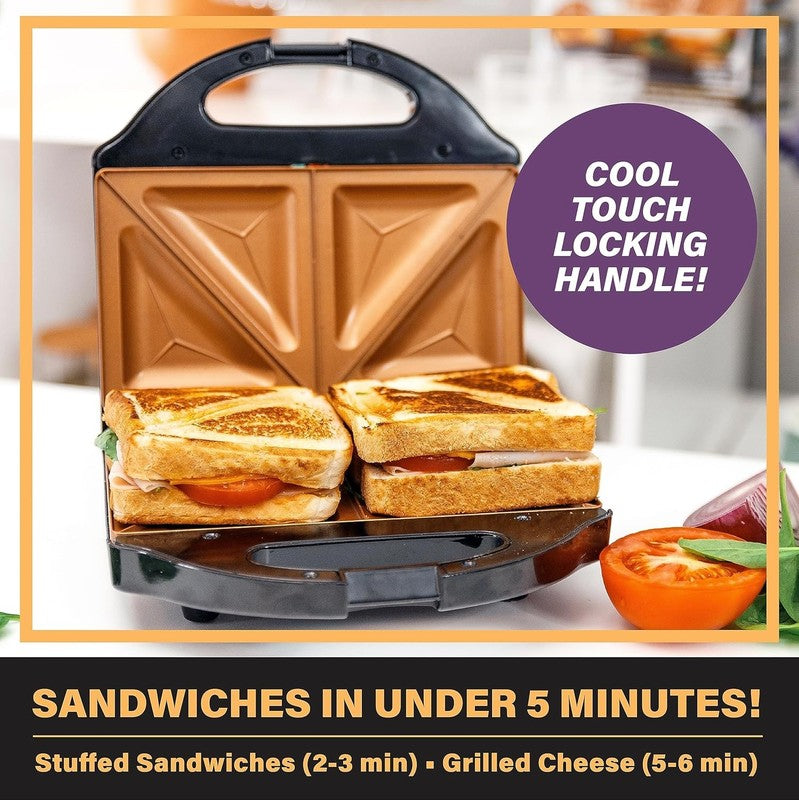 Nonstick Panini Press Sandwich Maker – 2 in 1 Grill for 2 Sandwiches 1