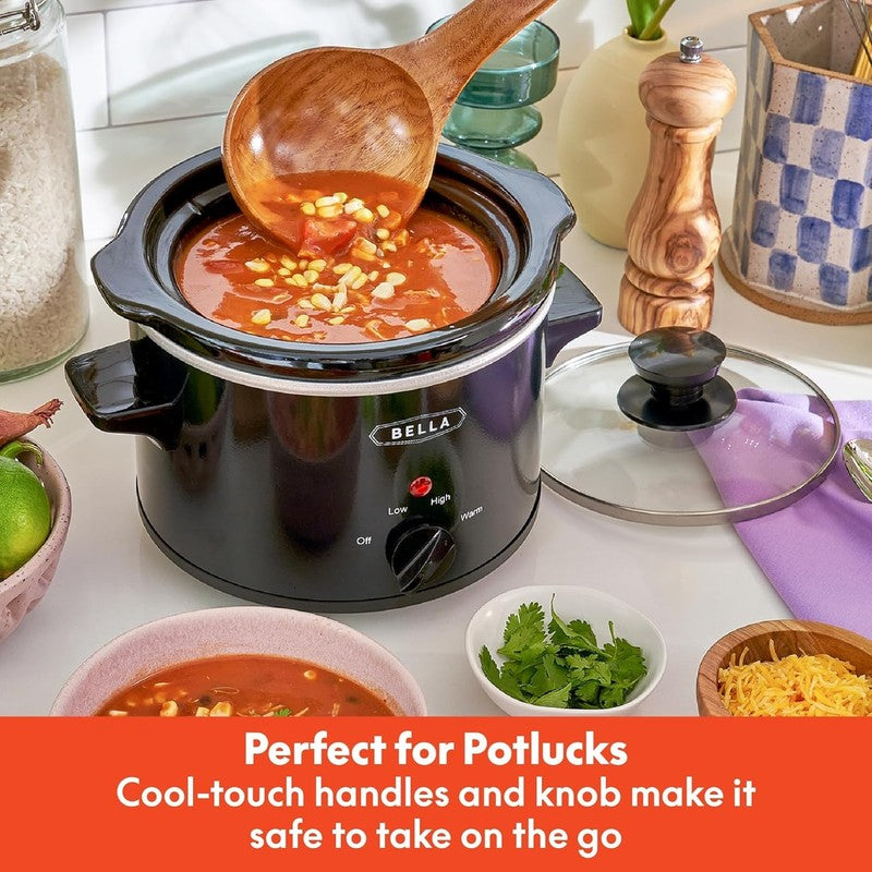 Electric Slow Cooker 1.5Qt Dishwasher Safe Stoneware, Glass Lid, Black, Portable4