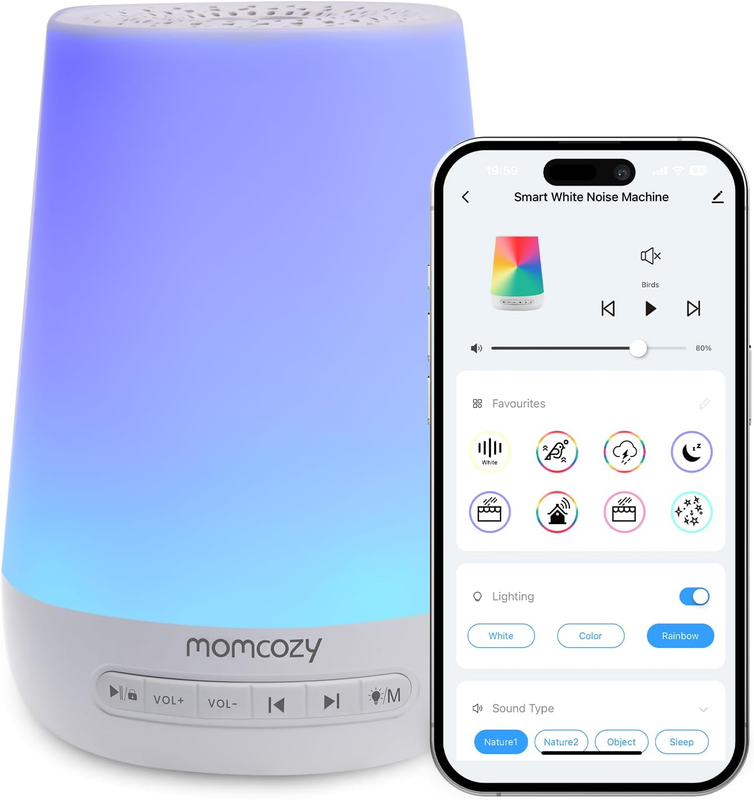 Blue Baby Sound Machine with Night Light & App Control - 34 Soothing Sounds10