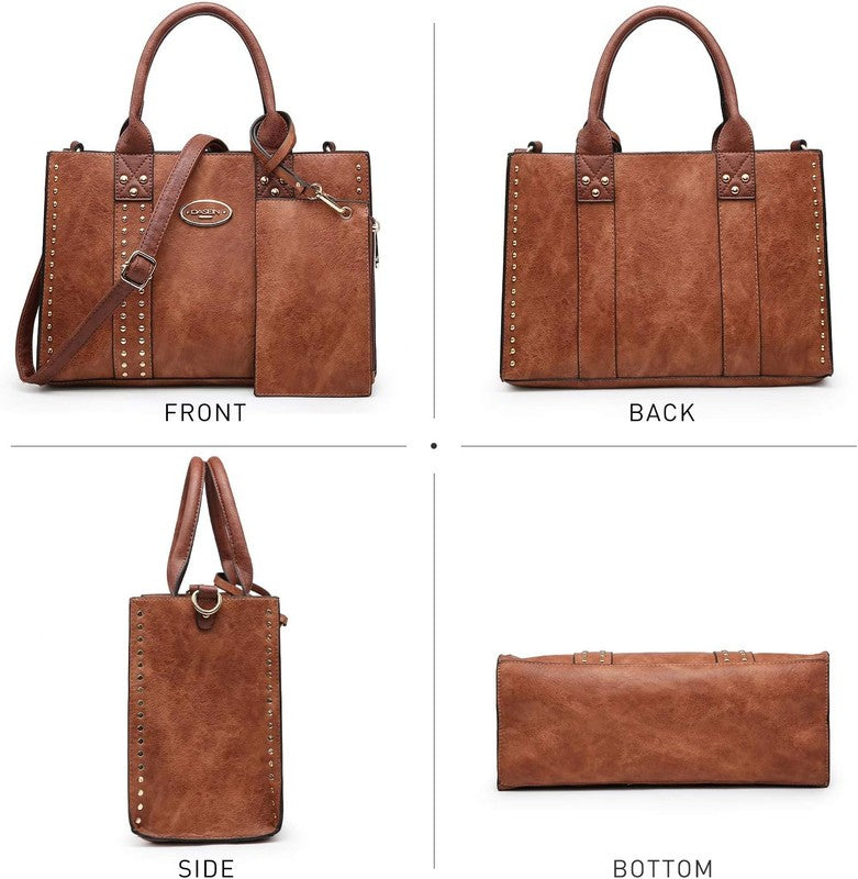 3Pc Women’s Handbag Set Tote Satchel Shoulder Top Handle Purse Wallet2