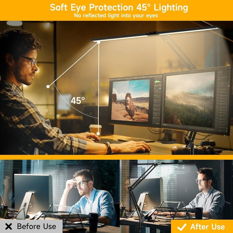 Ultra Bright 2400LM LED Desk Lamp with Clamp & Remote - Eye Caring 24W Black3