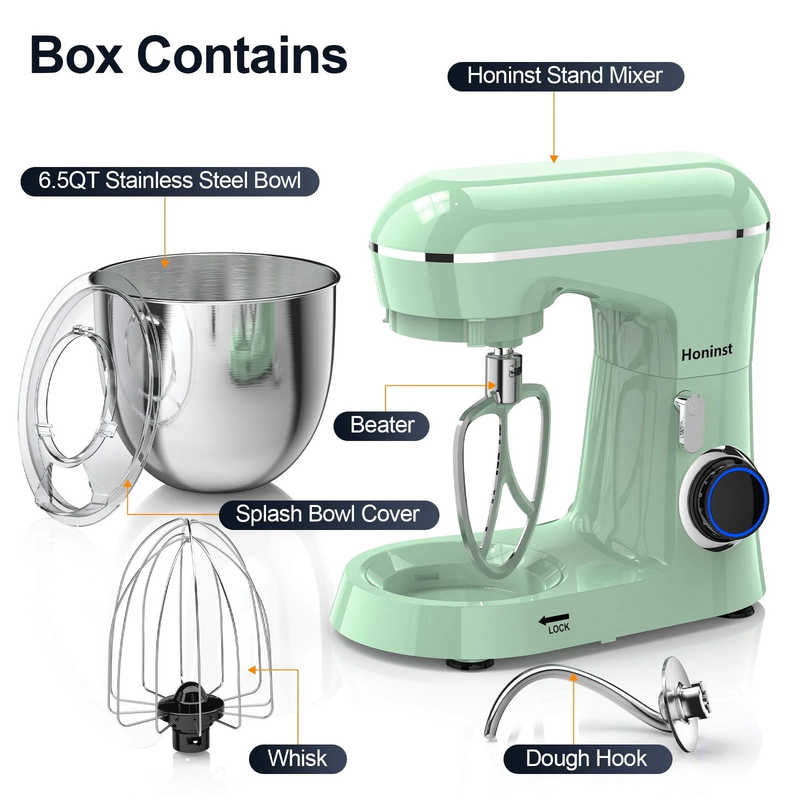 6.5QT Stand Mixer 10+ Speed Kitchen Electric Mixer Dough Hook Whisk Beater Bowl4