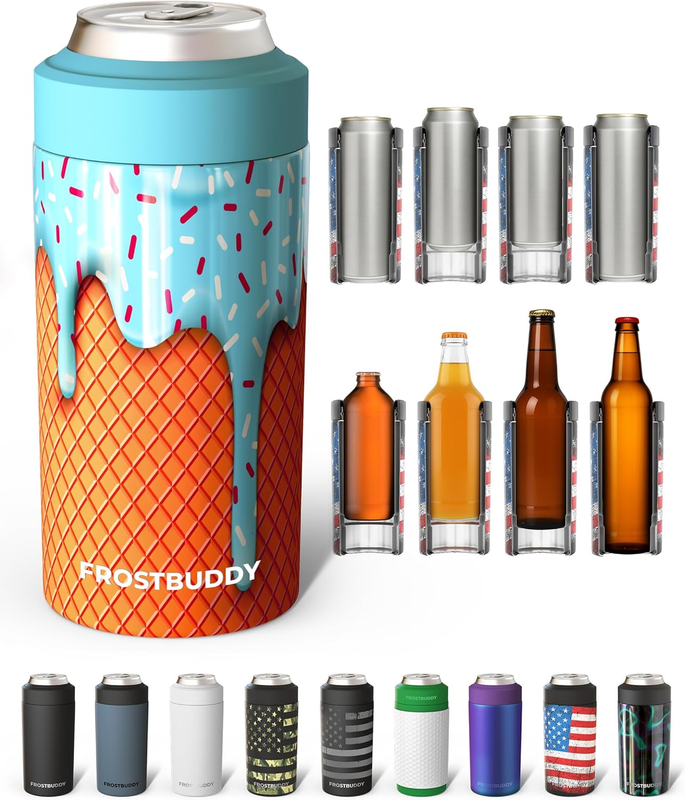 Universal Can Cooler Stainless Steel Fits 12oz 16oz Slim Cans Bottles10