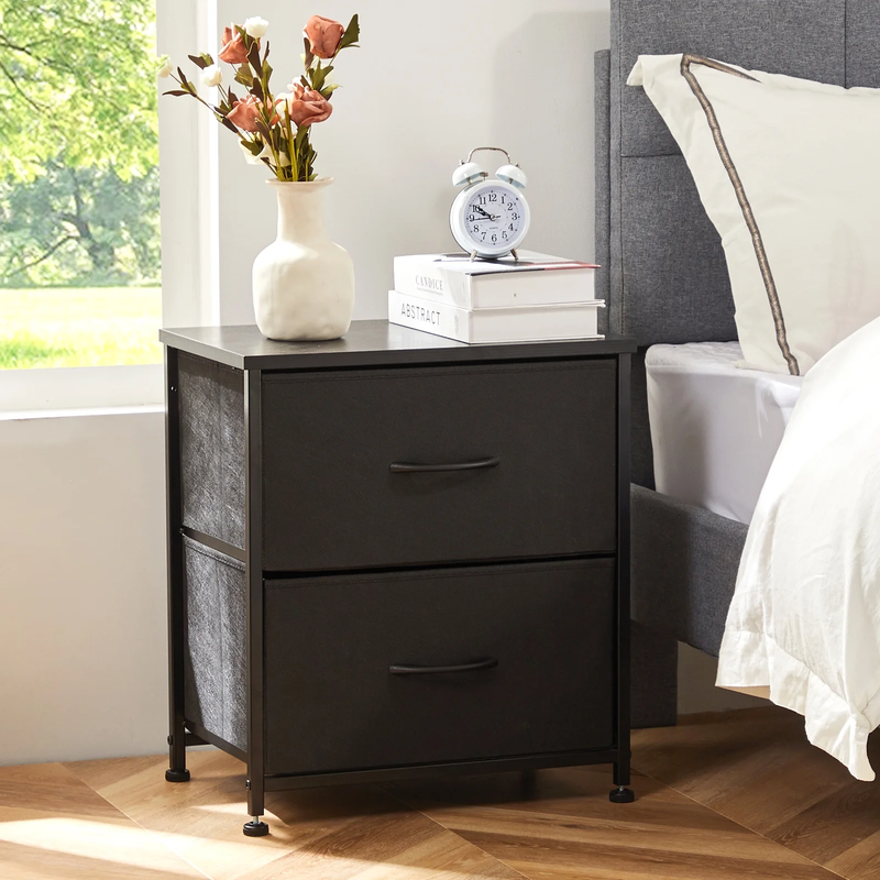 Nightstand Set of 2, End Table Side Table with 2 Fabric Drawers Bedside Table fo2