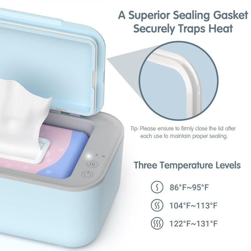Baby Wipe Warmer Adjustable Temp Silent Heating Large Capacity Blue3