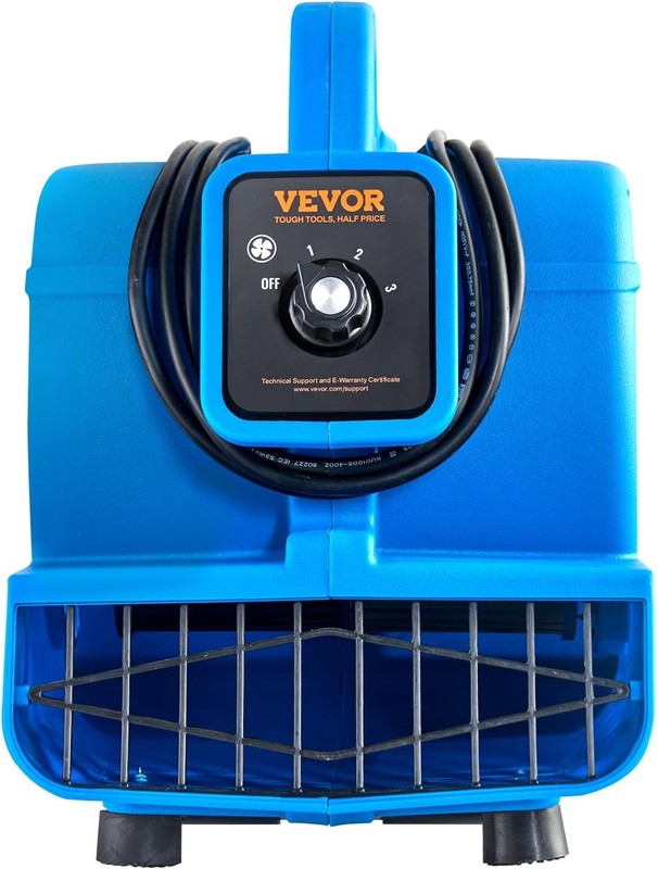 600CFM Floor Blower Air Mover 1360RPM 3-Speed Carpet Dryer Portable Fan8