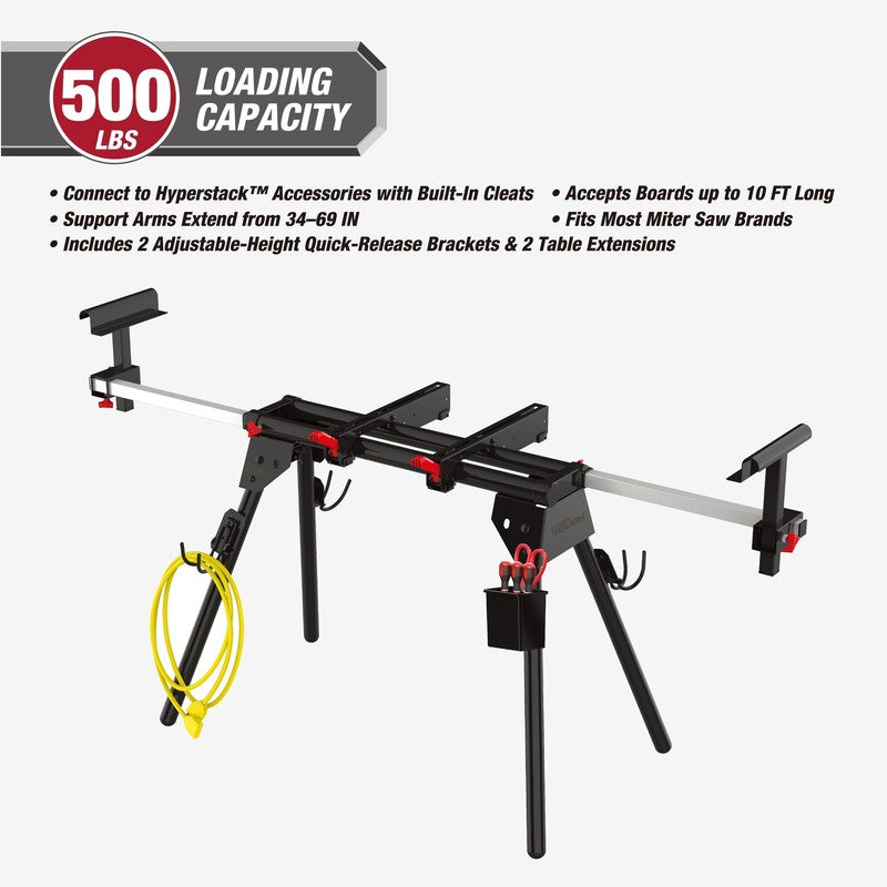 Hyper Stack Heavy Duty Miter Saw Stand 500lb Supports 10ft Boards5