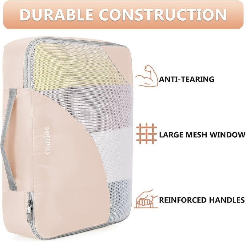 Packing Cubes Set for Travel   Organizer, Shoe & Toiletry Bag, Cream3