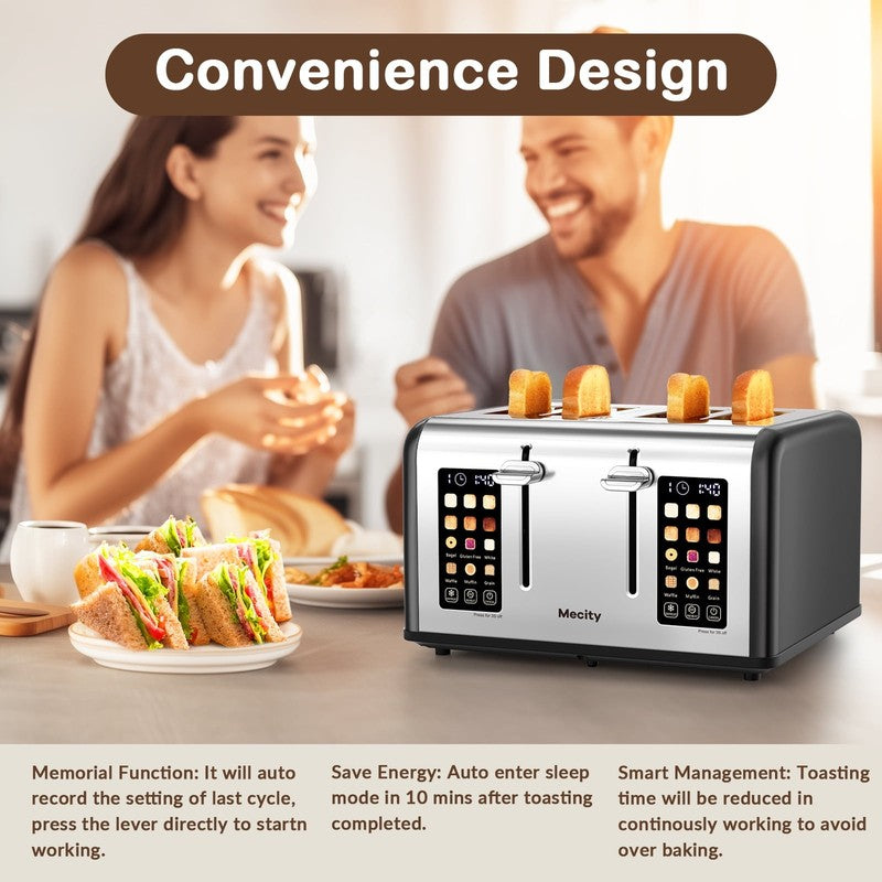 4-Slice Touchscreen Toaster Stainless Steel 6 Browning Wide Slots Black4