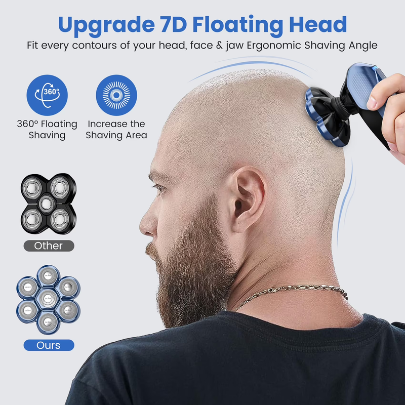7D Head Shaver, 5 in 1 Bald Head Shavers for Men Electric Razor, LED Display2