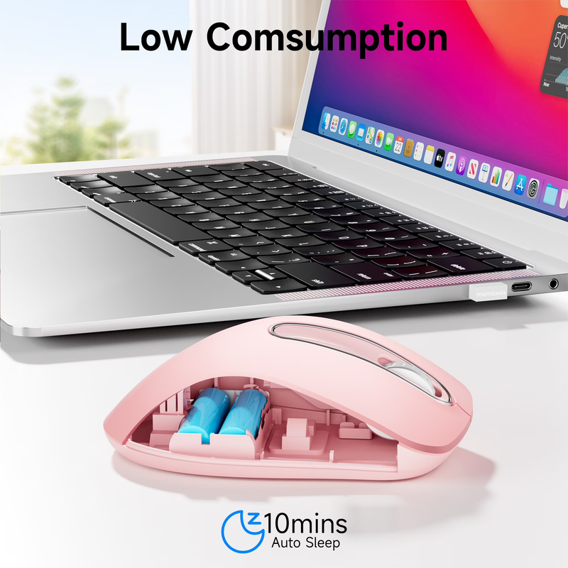 2.4GHz Wireless Mouse 1200 DPI 5 Button USB Receiver for PC Laptop Pink2