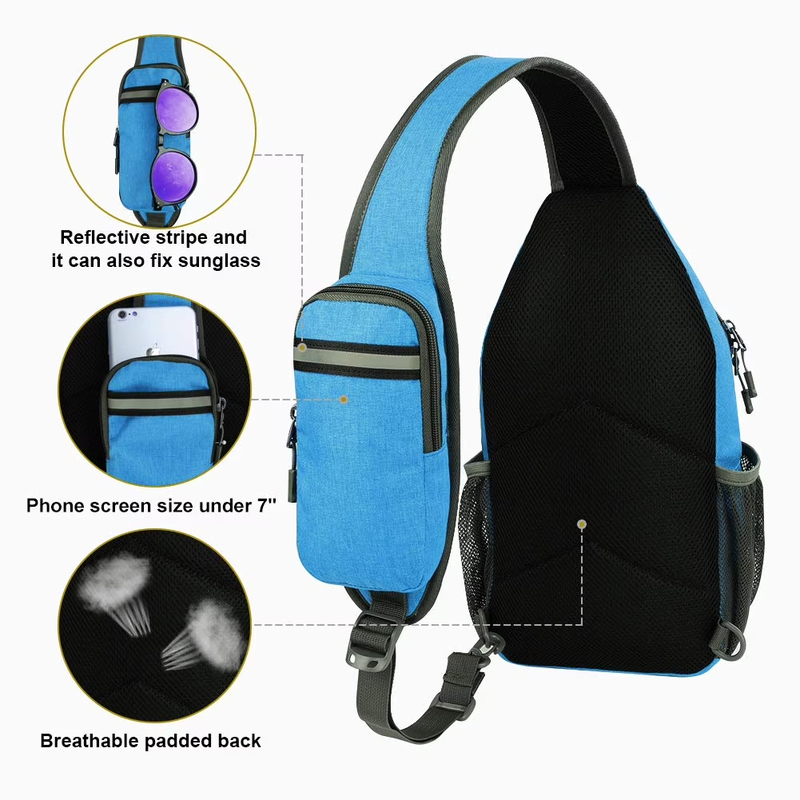 Unisex Hiking Travel Nylon Sling Bag Cross Body Shoulder Chest Bag,Light Blue1