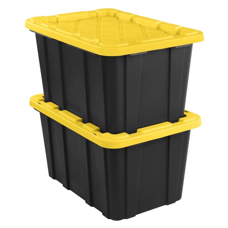 Large Storage Bin, 27 Gallon Durable Plastic Storage Tote with Snap On Lid, Blac7