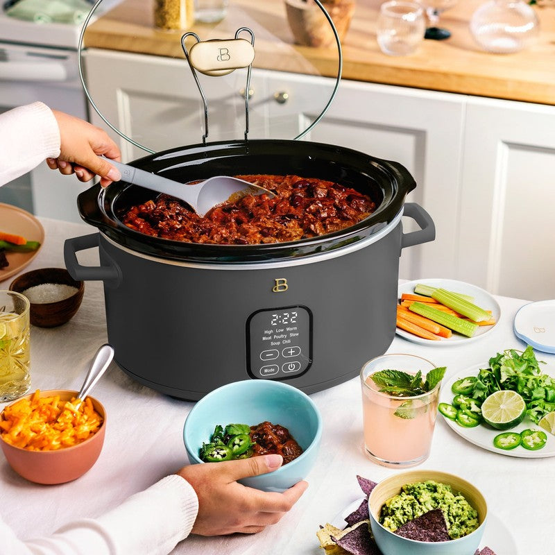 6 Qt Programmable Slow Cooker, Oyster Grey by Drew Barrymore3