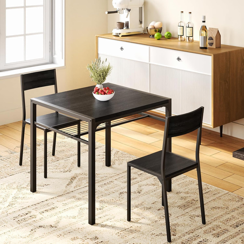 Dining Table Set for 2, 3 Piece Kitchen Table with 2 Chairs for Small Space, Apa0
