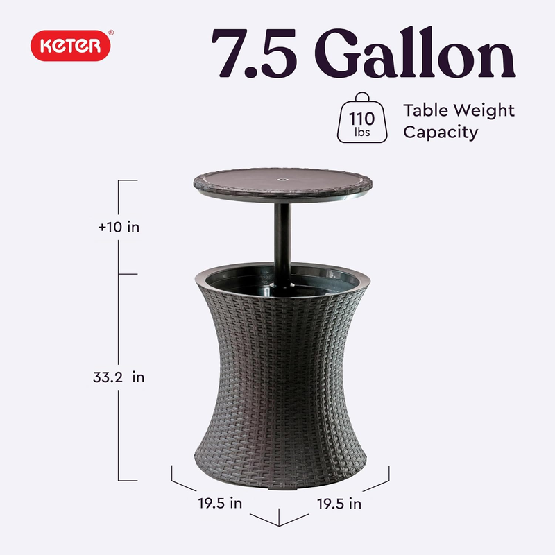Pacific Cool Bar Outdoor Patio Furniture and Hot Tub Side Table with 7.5 Gallon 2