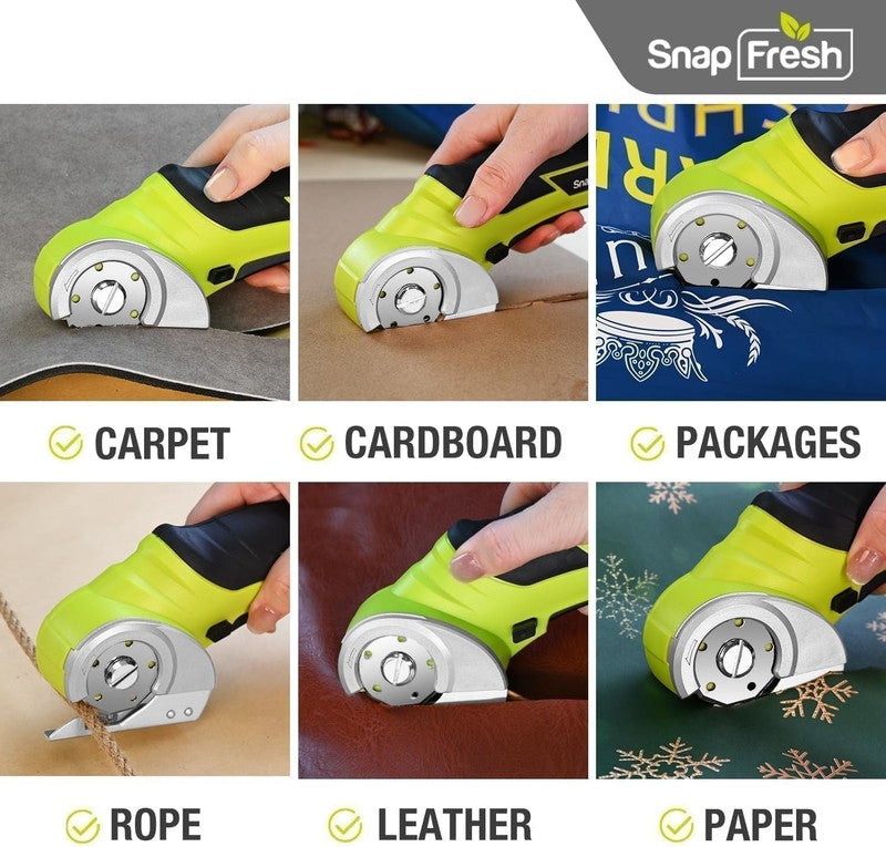 Cordless Electric Scissors - Mini Cutter for Cardboard, Carpet & More (Green)2
