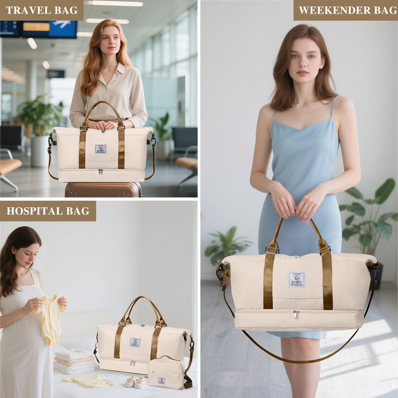 Travel Duffle Bag Set 2 Pack Weekender Bags for Women with Shoe Compartment Carr6