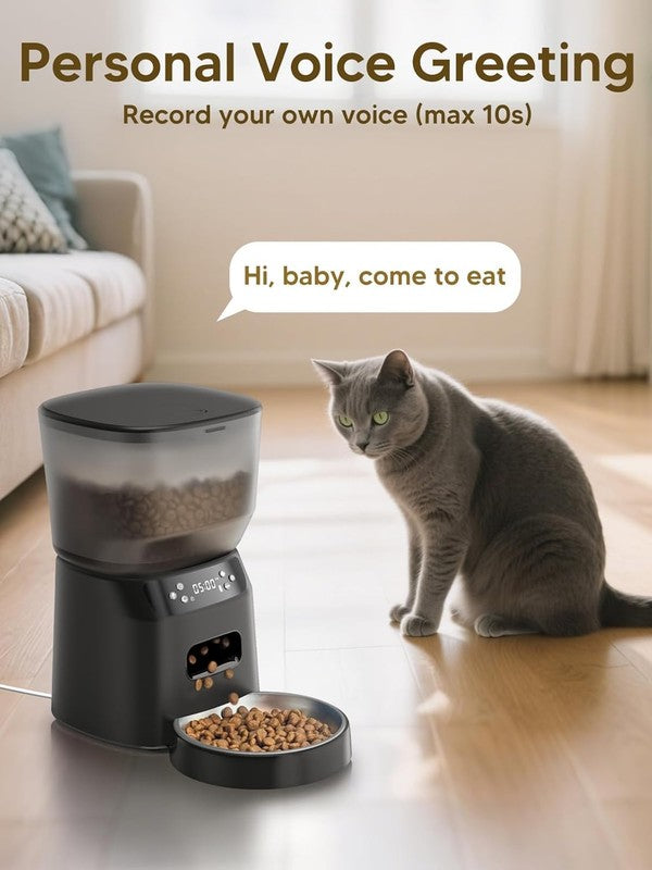 Automatic Cat Feeder and Water Fountain, 4L Pet Food Dispenser with 2L Filter2
