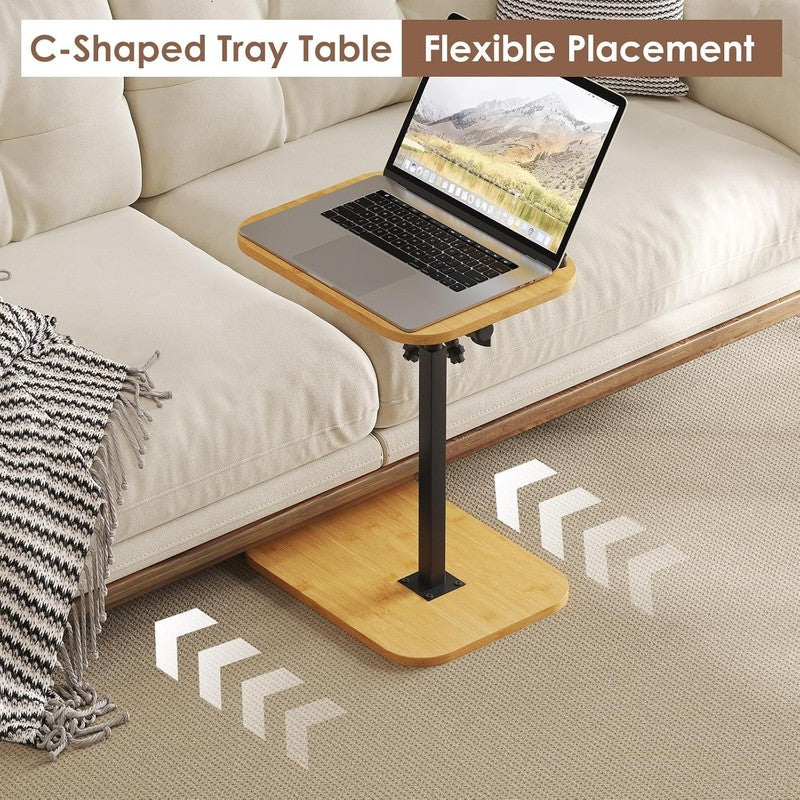 C-Shaped Sofa Arm Side Table TV Tray Small End Table Natural3