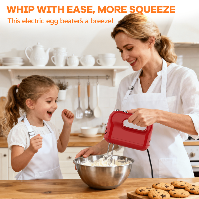 Electric Hand Mixer,5-Speed with Stainless Steel Beaters & Dough Hooks6