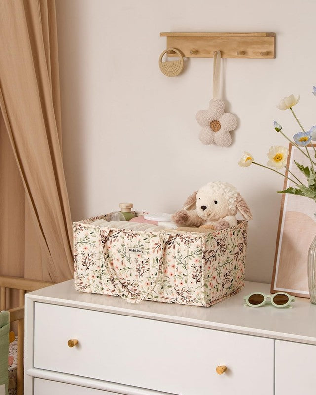 Floral Diaper Caddy Organizer Nursery Storage Basket Pastoral Daisy6
