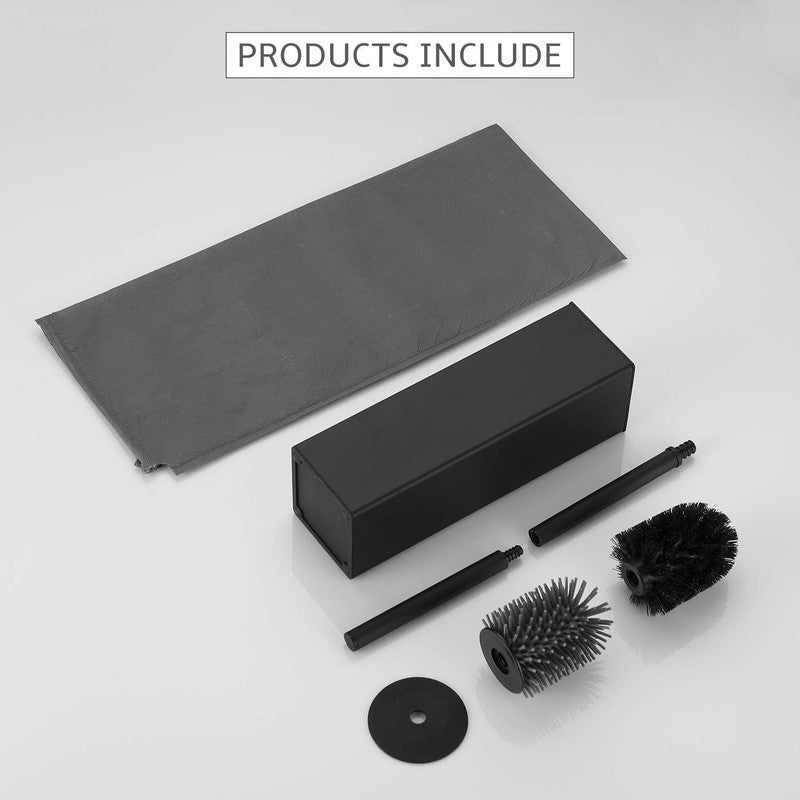 Toilet Brush and Holder Set, Matte Black Freestanding for Bathroom Storage and O5