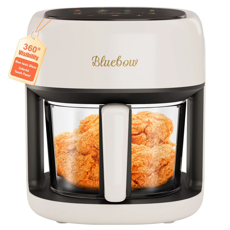 5QT Air Fryer, 360° Glass View, 8-in-1 Digital, Nonstick Basket, 1350W, White9
