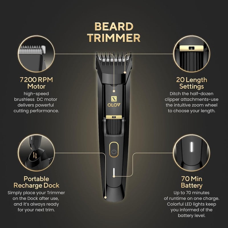 Men's Beard Trimmer - Precision Dial, 20 Length Settings, Cordless & Waterproof1
